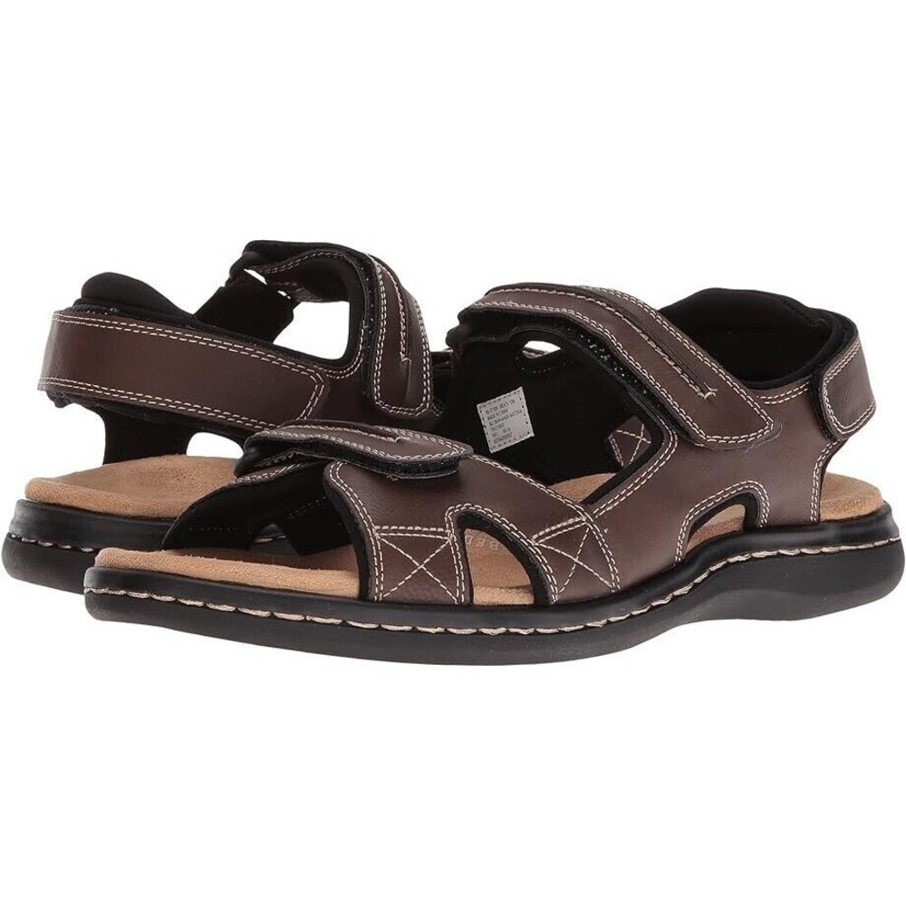 Dockers Sandals Mens 11 M Newpage Quarter Strap Sporty Brown Leather Shoes NEW - Picture 3 of 12